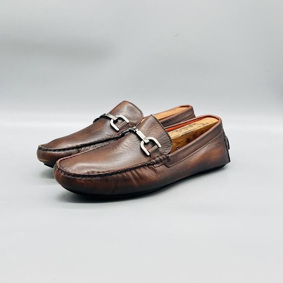 Donald Pliner Shoes Mens 8.5 Brown Leather Victor GW Bit Driving Loafers Comfort main image 11